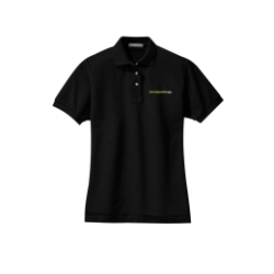 PORT AUTHORITY BLACK COTTON POLO LADIES 